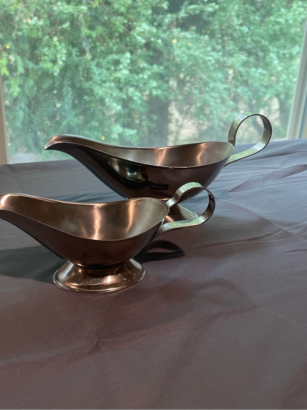 Polished Silver-Tone Gravy Boat Set — Elegant Blackened Silver Finish